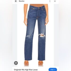 REVOLVE High Rise Distressed Blue Jeans